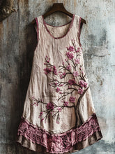 Load image into Gallery viewer, Women's Cherry Blossom Embroidery Art Linen Tank Dress 4902