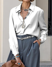 Load image into Gallery viewer, Elegant Solid Color Lapel Casual Long Sleeve Shirt