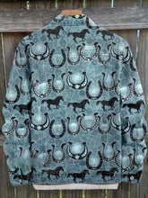 Load image into Gallery viewer, Vintage Turquoise Horse Print Casual Denim Jacket