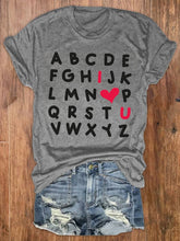 Load image into Gallery viewer, Women's Casual Valentine's Day I Love U Print T-shirt