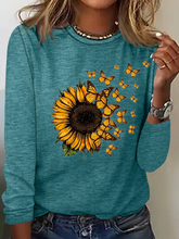 Load image into Gallery viewer, Women&#39;s Butterfly Sunflower Print Casual Long Sleeve Shirt