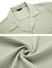 Load image into Gallery viewer, Men's Cuban Collar Pocket Waffle Basic Simple Everyday Casual Shirt