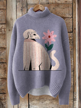 Load image into Gallery viewer, Cartoon Shepherd Dog Graphic Printed Knit Turtleneck Pullover Sweater