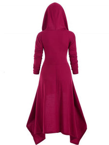 Gothic Solid Color High Low Cape Hoodie