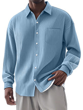 Load image into Gallery viewer, Men's Casual Simple Vertical Pit Strip Long-sleeved Lapel Shirt