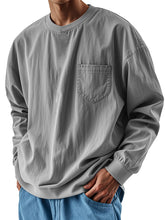 Load image into Gallery viewer, Men's Fashionable Round Neck Casual Pocket Long Sleeve Top