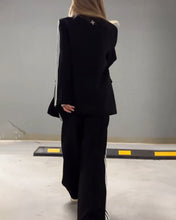 Load image into Gallery viewer, Fashionable Striped Blazer &amp; Wide Leg Pants Two-Piece Set