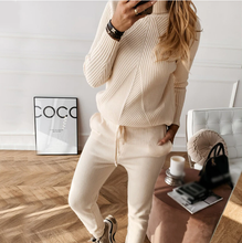Load image into Gallery viewer, Ladies High-Neck Solid Color Fashion Casual Set