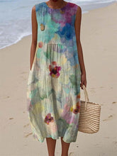 Load image into Gallery viewer, Women'S Round Neck Sleeveless Color-Block Printed Dress