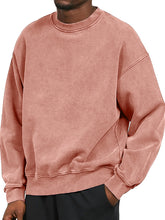 Load image into Gallery viewer, Men's Washed Distressed Cotton Basic Round Neck Long-sleeved Sweatshirt