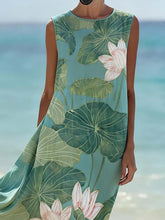 Load image into Gallery viewer, Women'S Round Neck Sleeveless Color-Block Printed Dress