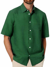 Load image into Gallery viewer, Hawaiian Men's Pleated Fabric Pocket Short Sleeve Shirt