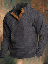 Load image into Gallery viewer, Men's Western Vintage Herringbone Print Design Stand Collar Button-Down Sweatshirt