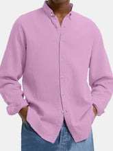 Load image into Gallery viewer, Men's Lapel Cotton And Linen Loose Casual Long-sleeved Shirt