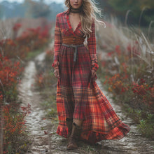 Load image into Gallery viewer, Women's Vintage V-neck Bohemian Pastoral Style Long-sleeve Maxi Long Dress