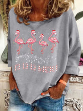 Load image into Gallery viewer, Women's Christmas Flamingo Print Casual Sweatshirt