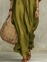 Load image into Gallery viewer, Olive Green Relaxed Bohemian Maxi Dress