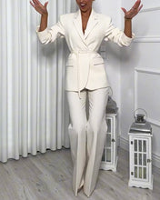 Load image into Gallery viewer, Fashionable Solid Color Laps Suit Jacket &amp; Pants Two-piece Set