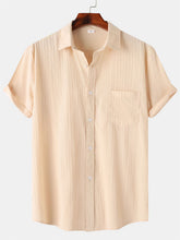 Load image into Gallery viewer, Men's Cotton And Linen High Quality Striped Pocket Short Sleeve Shirt