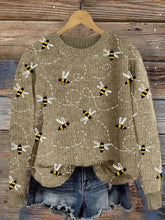 Load image into Gallery viewer, Flying Bees Embroidery Pattern Cozy Knit Sweater