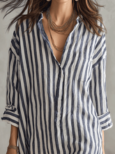 Load image into Gallery viewer, Relaxed Striped Oversized Blue &amp; White Shirt Mini Dress