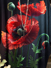 Load image into Gallery viewer, Women's Red Poppy Floral Art Casual Cotton Top