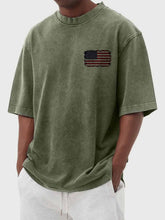 Load image into Gallery viewer, Men's Washed Vintage American Flag Print Short Sleeve T-Shirt