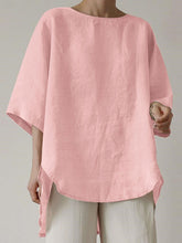 Load image into Gallery viewer, Women's Casual Pure Color Half Sleeve Cotton And Linen Shirt