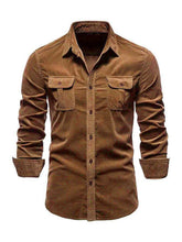 Load image into Gallery viewer, Men's Casual Corduroy Double Pocket Solid Color Long Sleeve Shirt