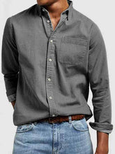 Load image into Gallery viewer, Men's Vintage Washed 100% Cotton Long Sleeve Pocket Shirt