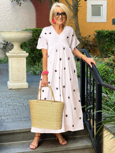 Polka Dot V-neck Beach Tunic Dress
