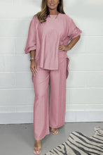 Load image into Gallery viewer, Satin crew neck casual suit