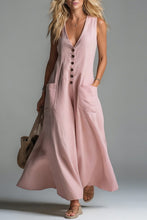 Load image into Gallery viewer, Pocket V-neck Solid Color Casual Dress