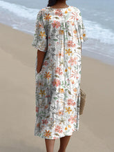 Load image into Gallery viewer, Sweet Watercolor Floral Repeat Pattern Printed Women's Flowy Dress