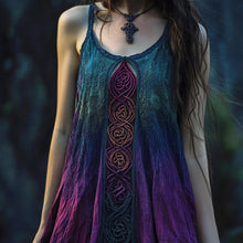 Load image into Gallery viewer, Vintage Celtic Knot Gradient Lace Linen Halter Dress