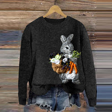 Load image into Gallery viewer, A Good Harvest Bunny Embroidery Art Cozy Knit Sweater
