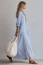 Load image into Gallery viewer, Blue Stripe Relaxed Shirt Maxi Dress