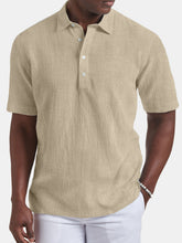 Load image into Gallery viewer, Men's Summer Casual Lapel Solid Color Short Sleeve Shirt