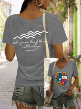 Load image into Gallery viewer, 🙏💔praying For Texas.🙏women's Texas Strong When You Pass Through The Waters I Will Be With You Isaiah 43_2 Print V Neck Casual T-shirt