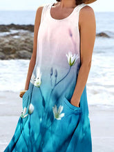Load image into Gallery viewer, Women's Floral Art Print Pocket Casual Resort Comfort Maxi Dress
