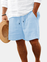 Load image into Gallery viewer, Men's Summer Solid Color Vertical Strip Casual Beach Shorts