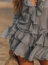 Load image into Gallery viewer, Soft Ash Boho Ruffle Mini Dress