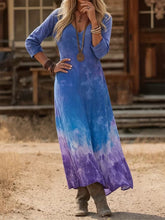 Load image into Gallery viewer, Women'S Casual V-Neck Color-Block Printed Long-Sleeved Dress