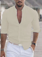 Load image into Gallery viewer, Men's Linen Shirt Shirt Summer Shirt Beach Shirt Collar Long Sleeve