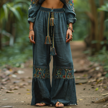 Load image into Gallery viewer, Women's Retro Ethnic Bohemia Style Loose Linen Pants