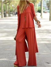 Load image into Gallery viewer, Women&#39;s Fashion Loose Fitting Three Piece V-neck Strap+Straight Pants+Long Cardigan