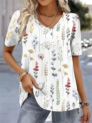 Women's Floral Holiday Weekend Print Short Sleeve T shirt