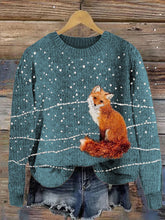Load image into Gallery viewer, Fuzzy Fox in the Snow Embroidery Cozy Knit Sweater