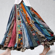 Load image into Gallery viewer, Boho Colorful Textile Flowy Linen Blend Wide Skirt f616