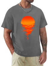 Load image into Gallery viewer, Men's Hawaiian Sunset Print Solid Color Short Sleeve T-Shirt